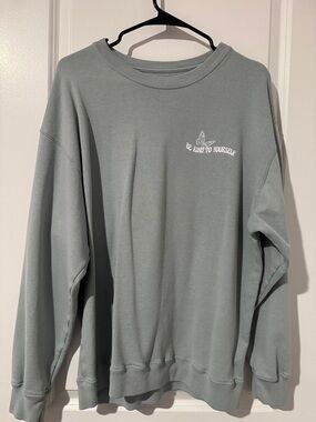Hollister Sage Green Crewneck Sweatshirt with 'Be Kind To Yourself' Print